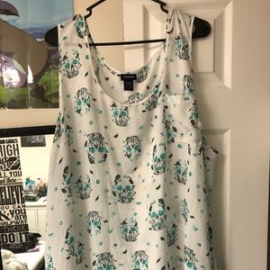 White and teal skull tank